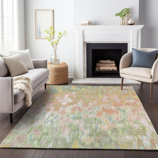 Piper Looms Chantille Abstract ACN2129 Coral Machine Washable Area Rug Lifestyle Image Feature