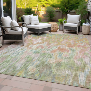 Piper Looms Chantille Abstract ACN2129 Coral Machine Washable Area Rug Outdoor Lifestyle Image Feature
