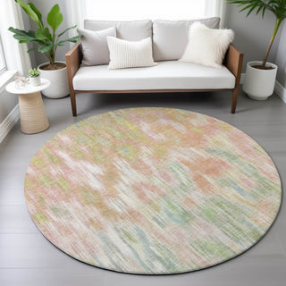 Piper Looms Chantille Abstract ACN2129 Coral Machine Washable Area Rug Round Lifestyle Image Feature