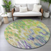 Piper Looms Chantille Abstract ACN2129 Green Machine Washable Area Rug Round Lifestyle Image Feature