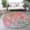 Piper Looms Chantille Abstract ACN2129 Pink Machine Washable Area Rug Round Lifestyle Image Feature