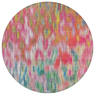 Piper Looms Chantille Abstract ACN2129 Pink Machine Washable Area Rug Round Main Image