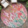 Piper Looms Chantille Abstract ACN2129 Pink Machine Washable Area Rug Round Outdoor Lifestyle Image Feature