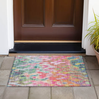 Piper Looms Chantille Abstract ACN2129 Pink Machine Washable Area Rug Scatter Outdoor Lifestyle Image Feature