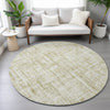 Piper Looms Chantille Stripes ACN2130 Beige Machine Washable Area Rug Round Lifestyle Image Feature