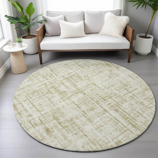 Piper Looms Chantille Stripes ACN2130 Beige Machine Washable Area Rug Round Lifestyle Image Feature