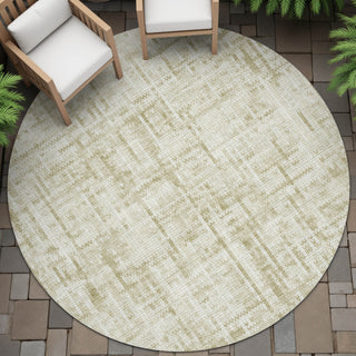 Piper Looms Chantille Stripes ACN2130 Beige Machine Washable Area Rug Round Outdoor Lifestyle Image Feature