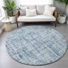 Piper Looms Chantille Stripes ACN2130 Blue Machine Washable Area Rug Round Lifestyle Image Feature