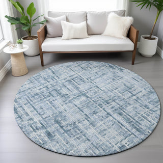 Piper Looms Chantille Stripes ACN2130 Blue Machine Washable Area Rug Round Lifestyle Image Feature