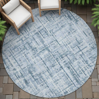 Piper Looms Chantille Stripes ACN2130 Blue Machine Washable Area Rug Round Outdoor Lifestyle Image Feature