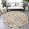 Piper Looms Chantille Stripes ACN2130 Brown Machine Washable Area Rug Round Lifestyle Image Feature