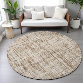 Piper Looms Chantille Stripes ACN2130 Brown Machine Washable Area Rug Round Lifestyle Image Feature