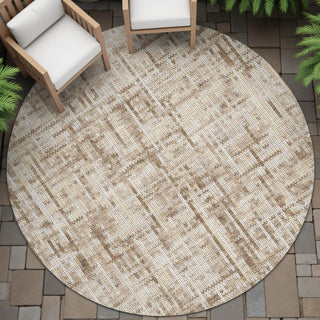 Piper Looms Chantille Stripes ACN2130 Brown Machine Washable Area Rug Round Outdoor Lifestyle Image Feature