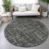 Piper Looms Chantille Stripes ACN2130 Charcoal Machine Washable Area Rug Round Lifestyle Image Feature