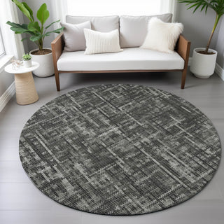 Piper Looms Chantille Stripes ACN2130 Charcoal Machine Washable Area Rug Round Lifestyle Image Feature