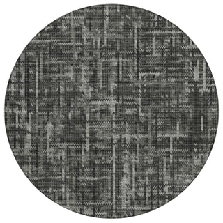 Piper Looms Chantille Stripes ACN2130 Charcoal Machine Washable Area Rug Round Main Image