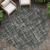 Piper Looms Chantille Stripes ACN2130 Charcoal Machine Washable Area Rug Round Outdoor Lifestyle Image Feature