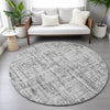 Piper Looms Chantille Stripes ACN2130 Gray Machine Washable Area Rug Round Lifestyle Image Feature