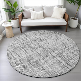 Piper Looms Chantille Stripes ACN2130 Gray Machine Washable Area Rug Round Lifestyle Image Feature