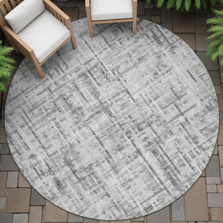 Piper Looms Chantille Stripes ACN2130 Gray Machine Washable Area Rug Round Outdoor Lifestyle Image Feature
