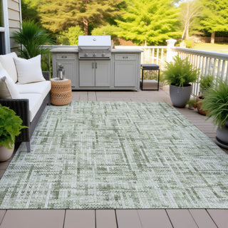 Piper Looms Chantille Stripes ACN2130 Green Machine Washable Area Rug Outdoor Lifestyle Image Feature