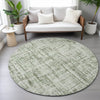 Piper Looms Chantille Stripes ACN2130 Green Machine Washable Area Rug Round Lifestyle Image Feature