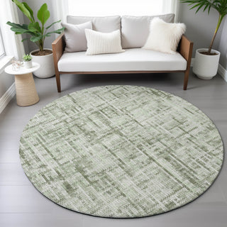 Piper Looms Chantille Stripes ACN2130 Green Machine Washable Area Rug Round Lifestyle Image Feature