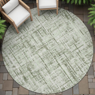 Piper Looms Chantille Stripes ACN2130 Green Machine Washable Area Rug Round Outdoor Lifestyle Image Feature
