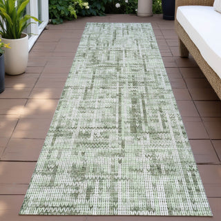 Piper Looms Chantille Stripes ACN2130 Green Machine Washable Area Rug Runner Outdoor Lifestyle Image Feature