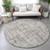 Piper Looms Chantille Stripes ACN2130 Taupe Machine Washable Area Rug Round Lifestyle Image Feature