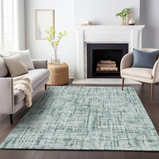 Piper Looms Chantille Stripes ACN2130 Teal Machine Washable Area Rug Lifestyle Image Feature
