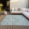 Piper Looms Chantille Stripes ACN2130 Teal Machine Washable Area Rug Outdoor Lifestyle Image Feature