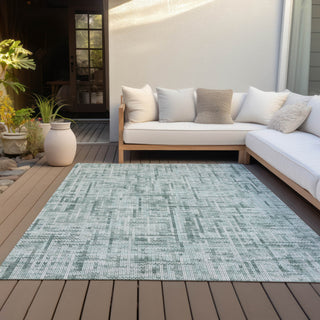 Piper Looms Chantille Stripes ACN2130 Teal Machine Washable Area Rug Outdoor Lifestyle Image Feature