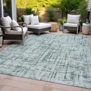 Piper Looms Chantille Stripes ACN2130 Teal Machine Washable Area Rug Outdoor Lifestyle Image Feature