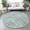 Piper Looms Chantille Stripes ACN2130 Teal Machine Washable Area Rug Round Lifestyle Image Feature