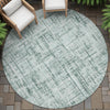 Piper Looms Chantille Stripes ACN2130 Teal Machine Washable Area Rug Round Outdoor Lifestyle Image Feature