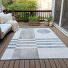 Piper Looms Chantille Geometric ACN2131 Blue Machine Washable Area Rug Outdoor Lifestyle Image Feature