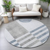 Piper Looms Chantille Geometric ACN2131 Blue Machine Washable Area Rug Round Lifestyle Image Feature