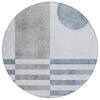 Piper Looms Chantille Geometric ACN2131 Blue Machine Washable Area Rug Round Main Image