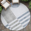 Piper Looms Chantille Geometric ACN2131 Blue Machine Washable Area Rug Round Outdoor Lifestyle Image Feature