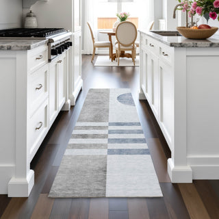 Piper Looms Chantille Geometric ACN2131 Blue Machine Washable Area Rug Runner Lifestyle Image Feature