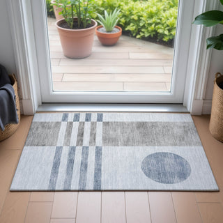 Piper Looms Chantille Geometric ACN2131 Blue Machine Washable Area Rug Scatter Lifestyle Image Feature