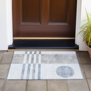 Piper Looms Chantille Geometric ACN2131 Blue Machine Washable Area Rug Scatter Outdoor Lifestyle Image Feature