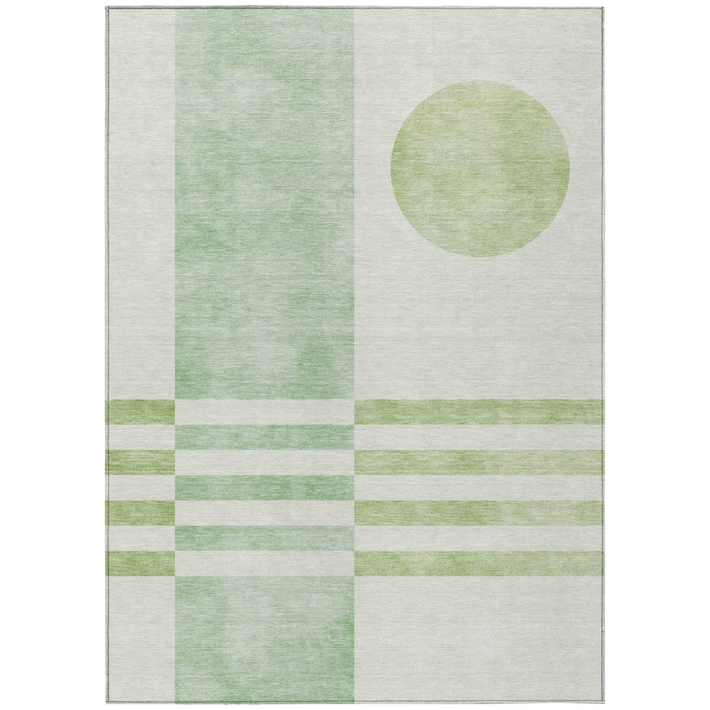 Piper Looms Chantille Geometric ACN2131 Green Machine Washable Area Rug main image
