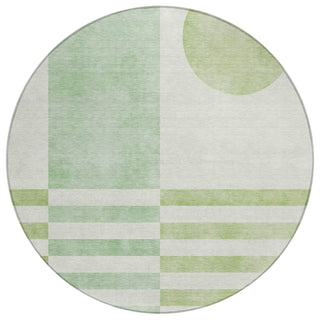 Piper Looms Chantille Geometric ACN2131 Green Machine Washable Area Rug Round Main Image