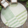 Piper Looms Chantille Geometric ACN2131 Green Machine Washable Area Rug Round Outdoor Lifestyle Image Feature