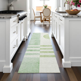 Piper Looms Chantille Geometric ACN2131 Green Machine Washable Area Rug Runner Lifestyle Image Feature