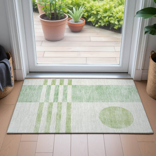 Piper Looms Chantille Geometric ACN2131 Green Machine Washable Area Rug Scatter Lifestyle Image Feature