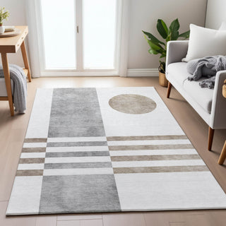 Piper Looms Chantille Geometric ACN2131 Ivory Machine Washable Area Rug Lifestyle Image Feature