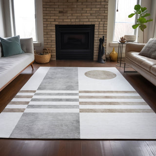 Piper Looms Chantille Geometric ACN2131 Ivory Machine Washable Area Rug Lifestyle Image Feature